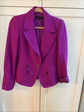 Anne Klein Vibrant Fuchsia Blazer Jacket Size 4 Great Condition!